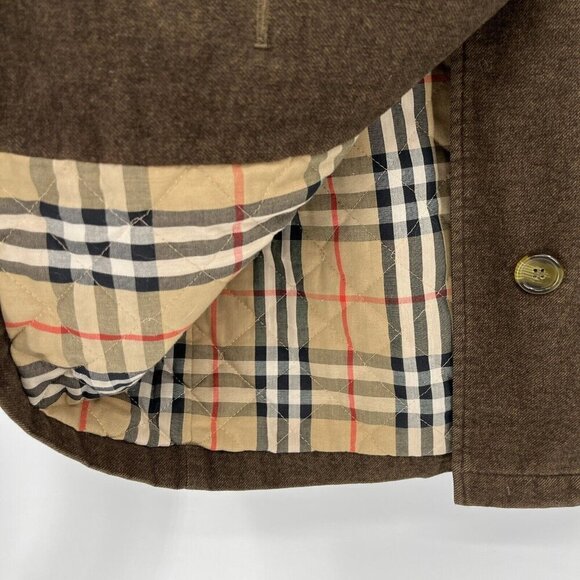 Burberry London Wool Blend Jacket Nova Check Quilted Lined Brown Men's XLarge - Picture 8 of 16